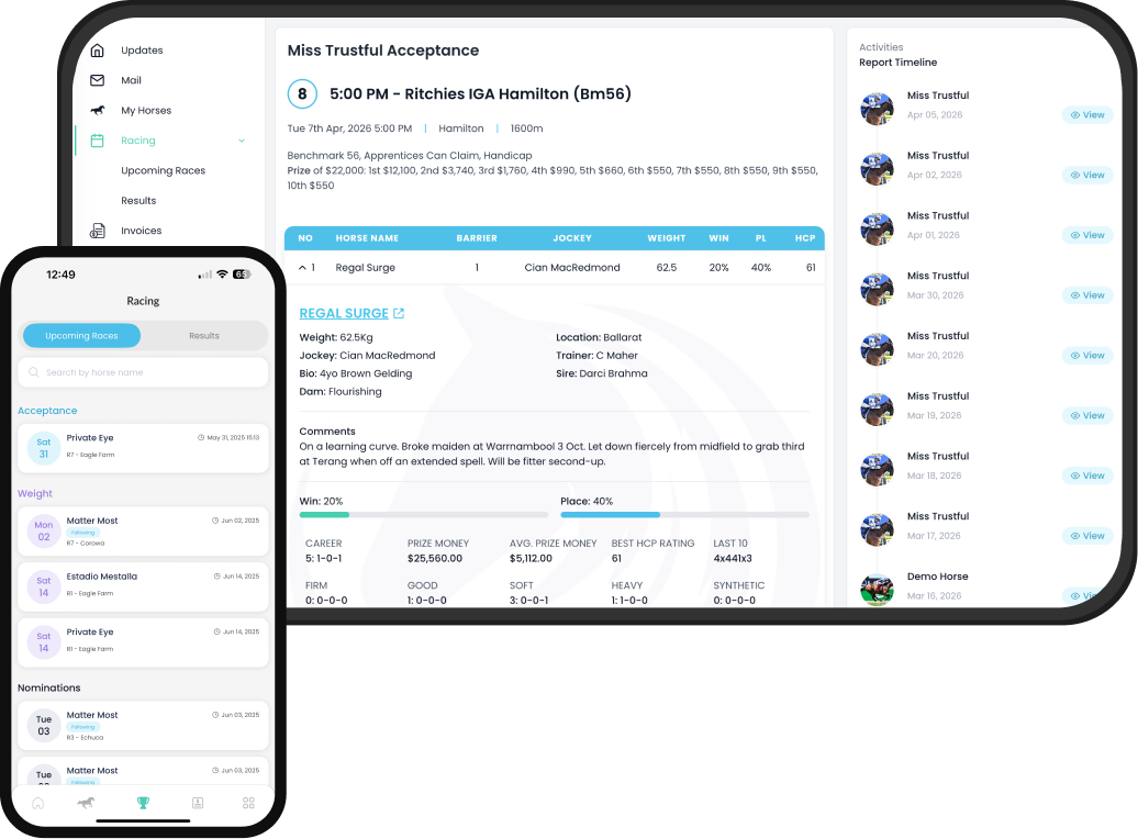 miStable Owner — Racing and results on desktop and mobile